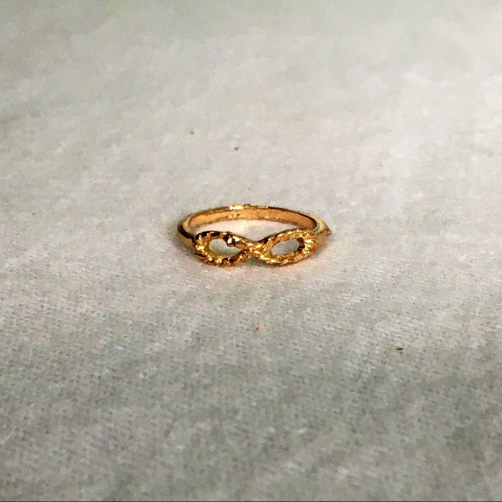 Minimalist Gold Tone Infinity Loop Symbol Ring
